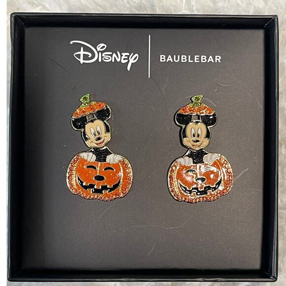 Disney Baublebar Halloween Mickey Mouse in Pumpkin Moveable Earrings NEW - Picture 8 of 10
